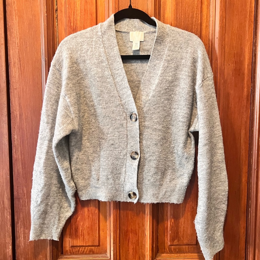 Gray Woven Cardigan